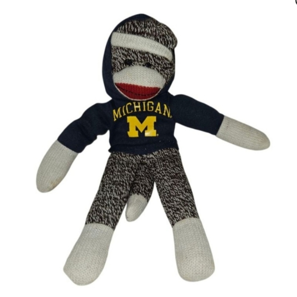 Plushland Michigan Sock Monkey Stuffed Animal NCAA Team Spirit
